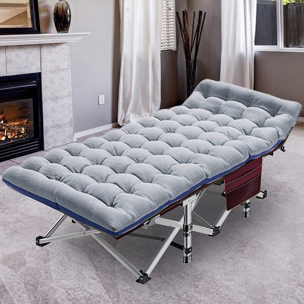 ABORON Portable Folding Sleeping Cots with Mattress & Carry Bag, 75''X28'' Folding Camping Cot, Guest Folding Bed Cot for Adults & Kids