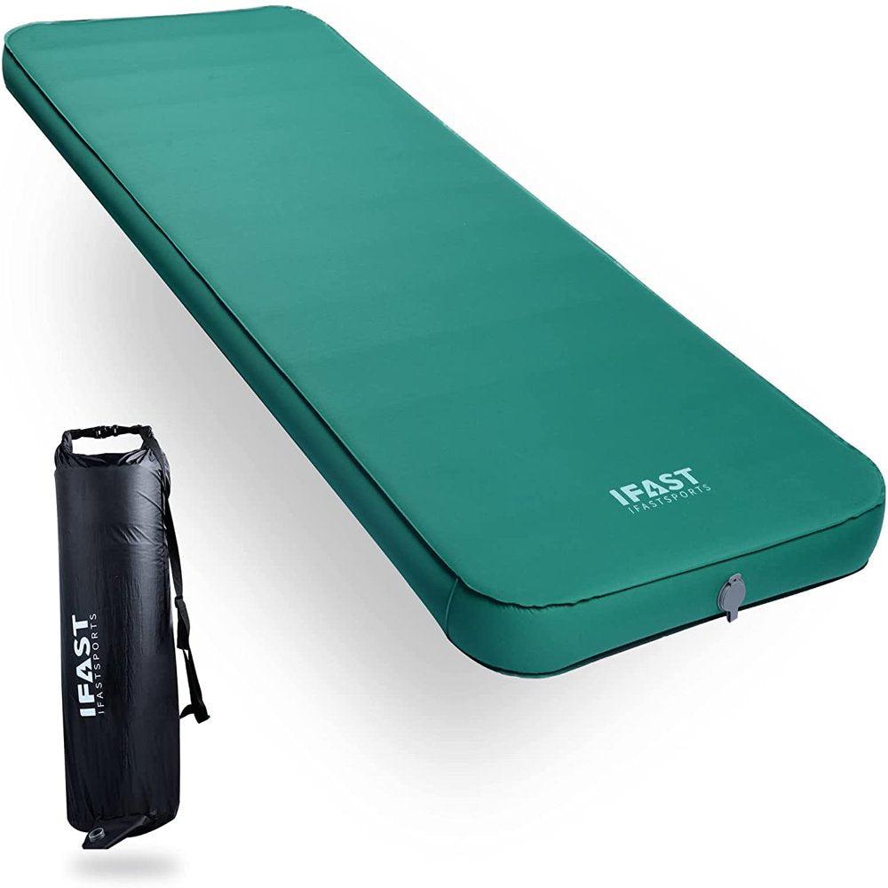 4 Inch Self-Inflating Sleeping Pad for Camping, Outdoor Large 80”×30” Thick Memory Foam Pads Portable 4 Season Camping Mattress for Tents Car Hiking Sleeping Mat Foldable Guest Bed