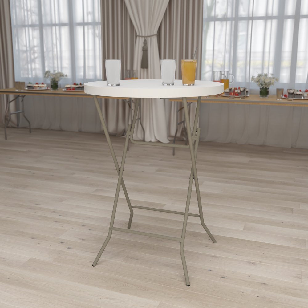 Flash Furniture 2.63-Foot round Granite White Plastic Bar Height Folding Table