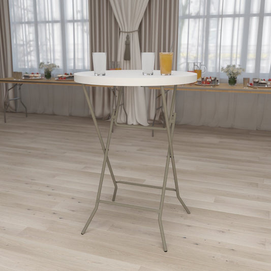 Flash Furniture 2.63-Foot round Granite White Plastic Bar Height Folding Table