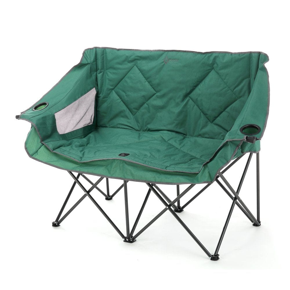 ARROWHEAD OUTDOOR Portable Folding Double Duo Camping Chair Loveseat W/ 2 Cup & Wine Glass Holder, Heavy-Duty Carrying Bag, Padded Seats & Armrests, Supports up to 500Lbs, Usa-Based Support (Blue)