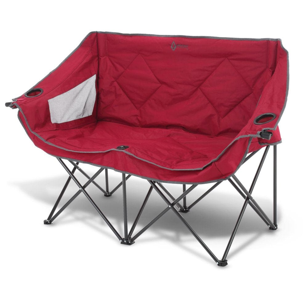 ARROWHEAD OUTDOOR Portable Folding Double Duo Camping Chair Loveseat W/ 2 Cup & Wine Glass Holder, Heavy-Duty Carrying Bag, Padded Seats & Armrests, Supports up to 500Lbs, Usa-Based Support (Blue)