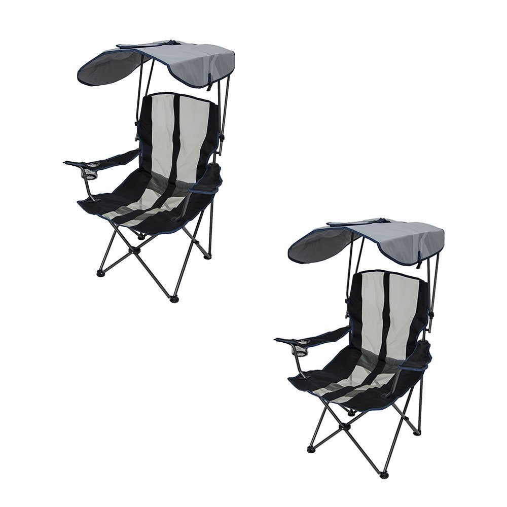 Kelsyus Premium Lawn Chair W/ Cup Holder & 50+ UPF Canopy, Red/Black, 4 Ct
