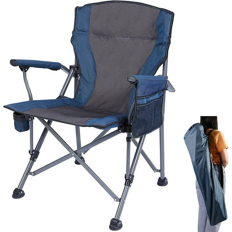 REDCAMP Folding Camping Chair for Adults Heavy Duty 250Lb,Outdoor Camp Chairs Portable Lawn Chair with High Back and Cup Holder, Black