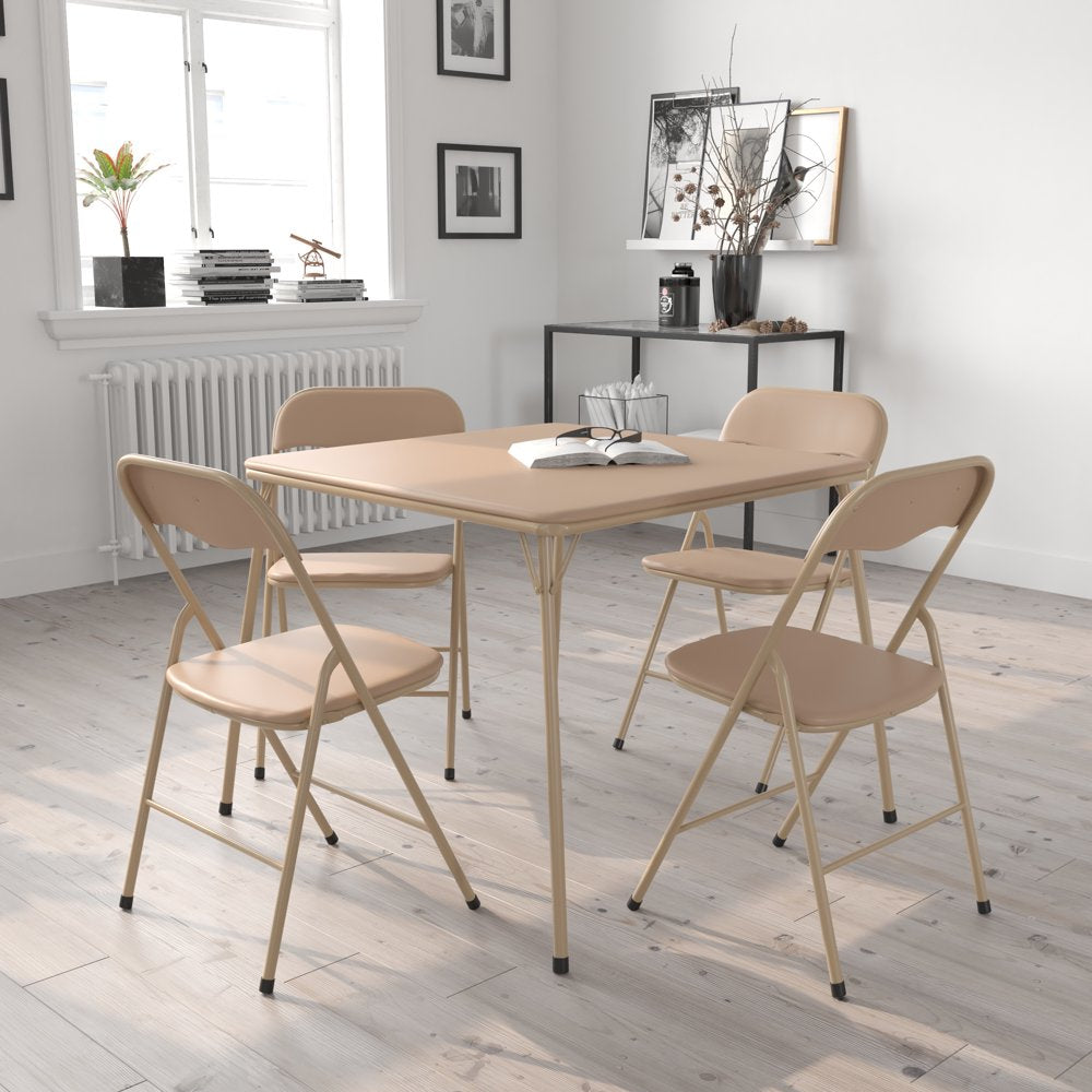 Emma + Oliver 5 Piece Black Folding Game Room Card Table and Chair Set