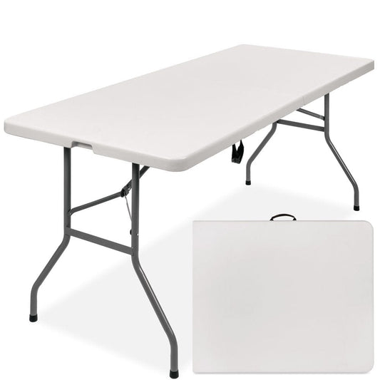 Best Choice Products 6Ft Plastic Folding Table, Indoor Outdoor Heavy Duty Portable W/ Handle, Lock for Picnic, Camping