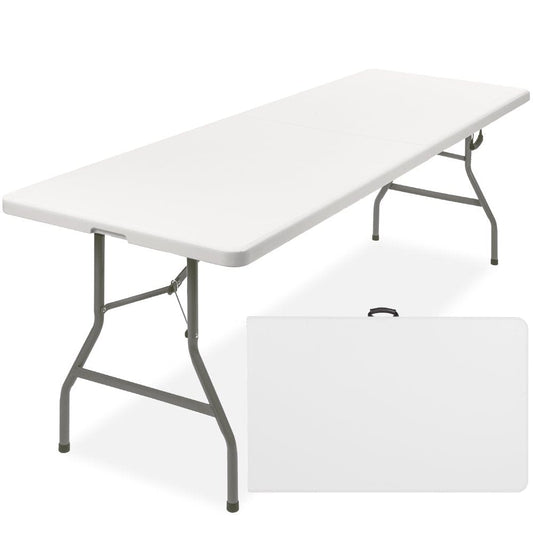 Best Choice Products 8Ft Plastic Folding Table, Indoor Outdoor Heavy Duty Portable W/ Handle, Lock for Picnic, Camping