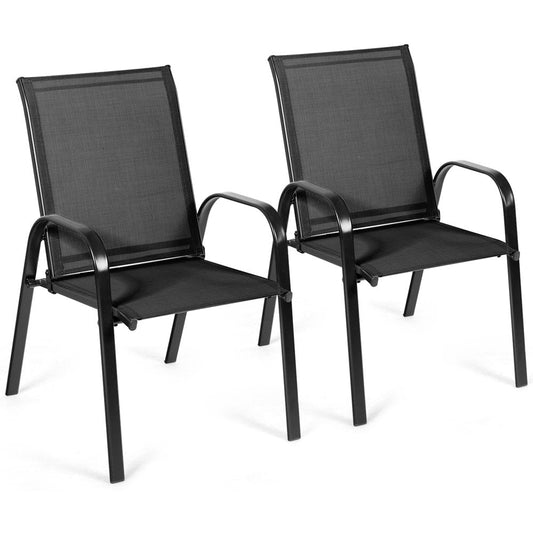 Patiojoy 2-Piece Patio Chairs Camping Garden Chairs with Armrest &Backrest Black