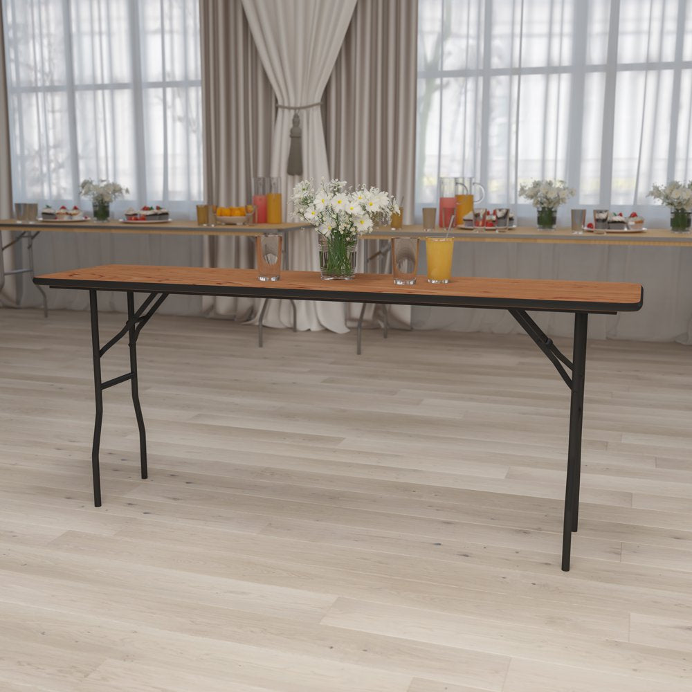 Flash Furniture 6-Foot Rectangular Wood Folding Training / Seminar Table with Smooth Clear Coated Finished Top