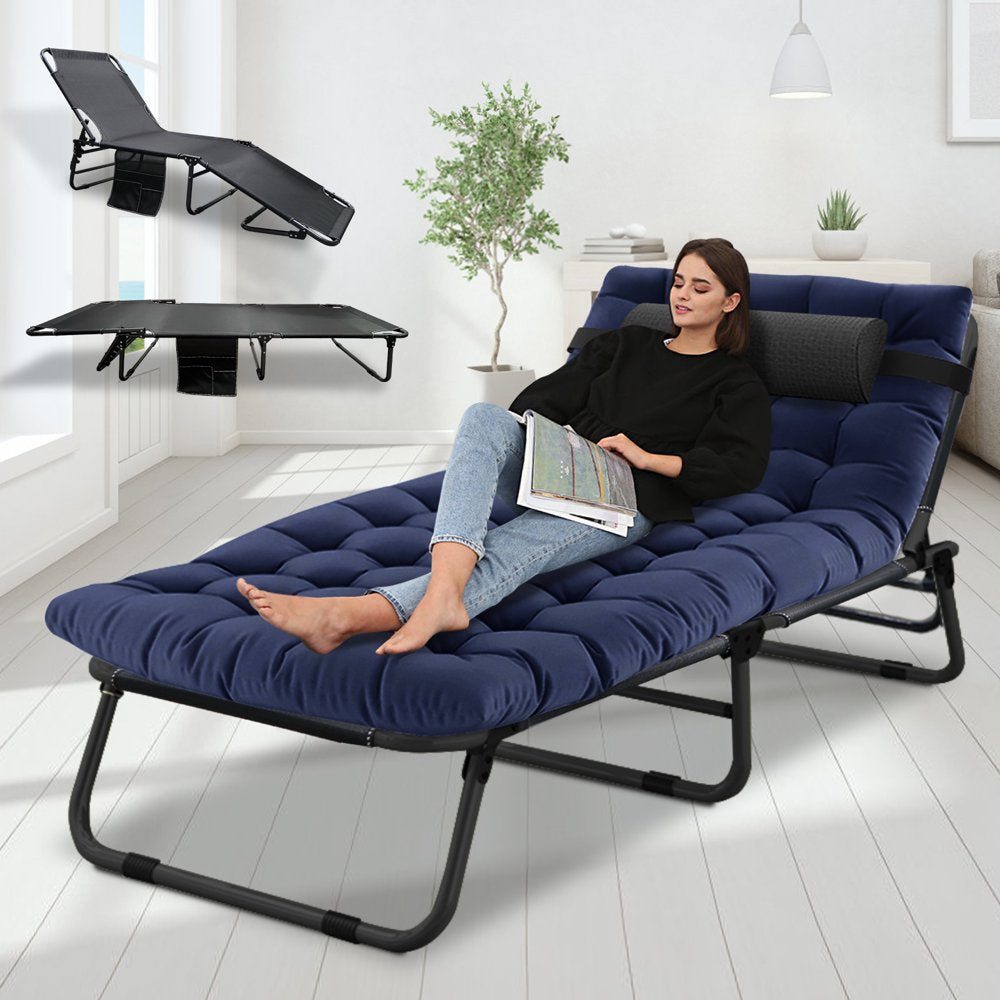 MOPHOTO Adult Camping Cot Adjustable 4-Position Folding Cot, Outdoor Patio Folding Lounge Chair for Sunbathing
