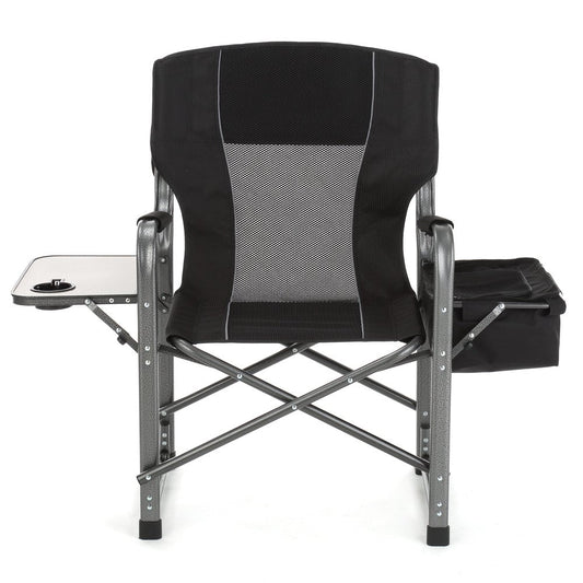 ARROWHEAD OUTDOOR Folding Director’S Chair W/Side Table & Integrated Cooler, Cup Holder, Storage Pouch, Breathable Mesh Back, Supports up to 450Lbs, Carrying Case, Steel Frame, High-Grade 900D Canvas