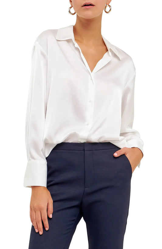 Classic Satin Over Shirt - Lush Lemon - Women's Clothing - Endless Rose - 11211