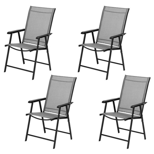 Clearance! 4 Packs Patio Folding Chairs, Heavy Duty Folding Arm Chairs, Outdoor Portable Chairs with Armrest, Sling Back Chairs for Indoor Outdoor Lawn Beach Camping, 260Lbs Weight Capacity, B922