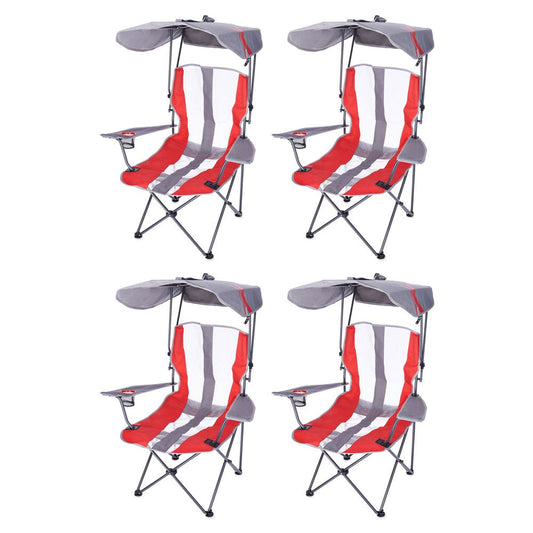 Kelsyus Premium Lawn Chair W/ Cup Holder & 50+ UPF Canopy, Red/Black, 4 Ct