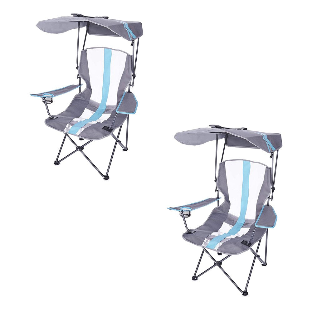 Kelsyus Premium Lawn Chair W/ Cup Holder & 50+ UPF Canopy, Red/Black, 4 Ct