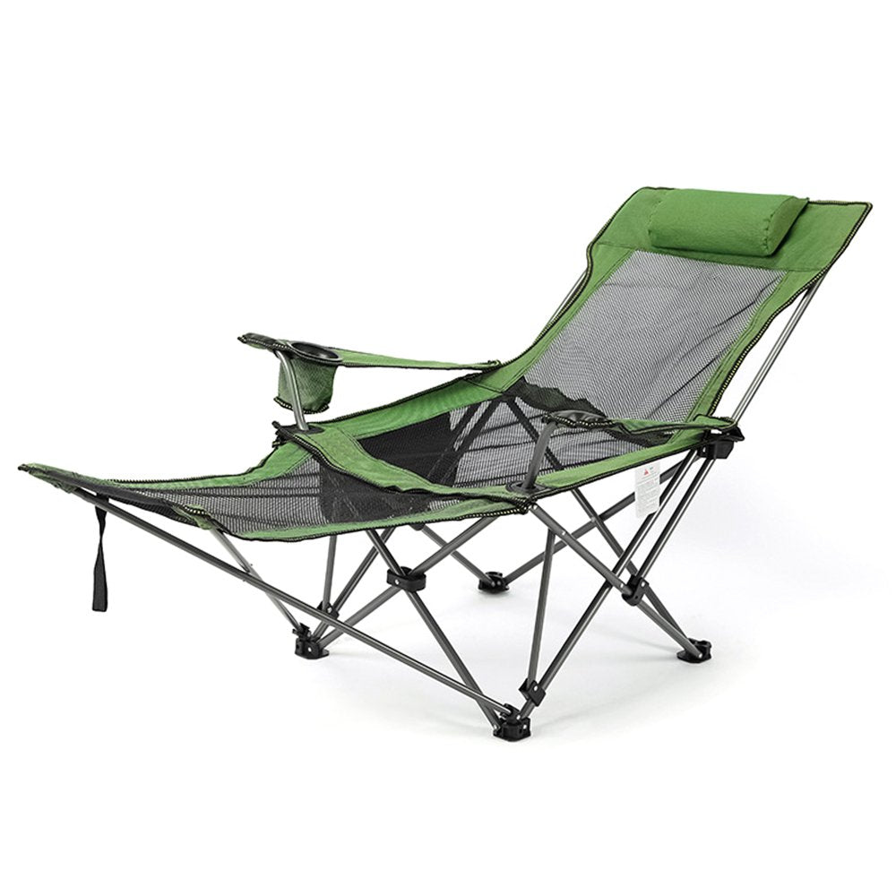 Eccomum 2 in 1 Folding Camping Chair Portable Adjustable Reclining Chair with Removable Footrest for Camping Fishing Beach Picnics