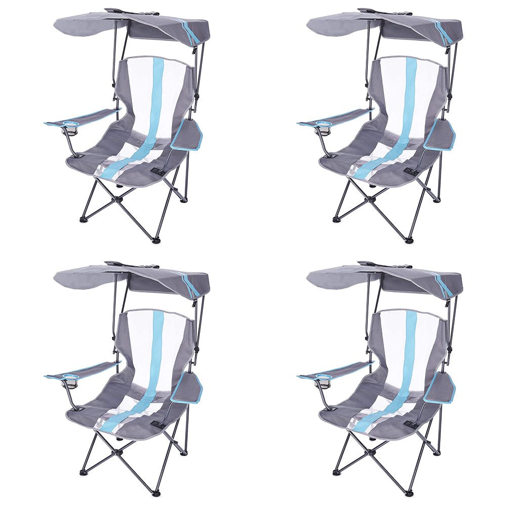 Kelsyus Premium Lawn Chair W/ Cup Holder & 50+ UPF Canopy, Red/Black, 4 Ct