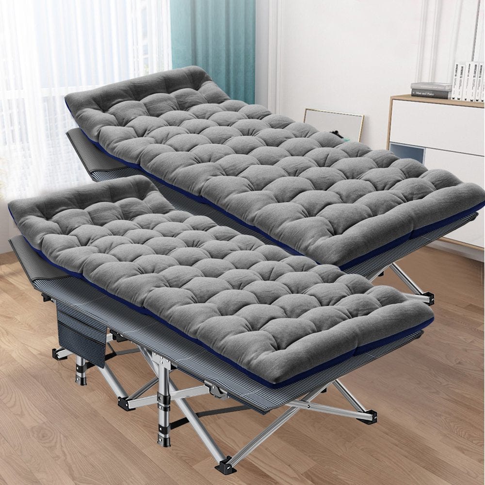 FICISOG Folding Camping Cots for Adults, 880Lbs Folding Bed with Mattress,Heavy Duty Cot for Camp Office Use,Red