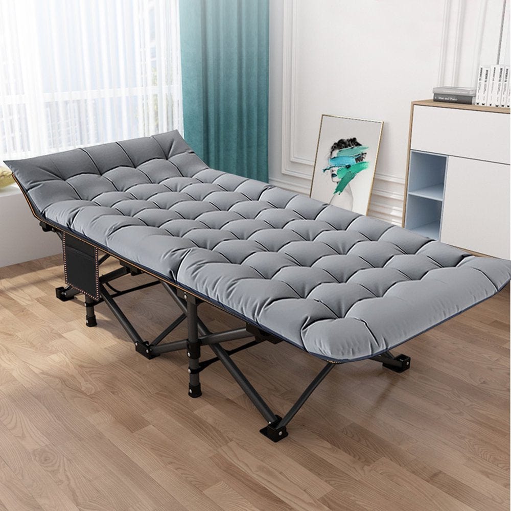 FICISOG Folding Camping Cots for Adults, 880Lbs Folding Bed with Mattress,Heavy Duty Cot for Camp Office Use,Red