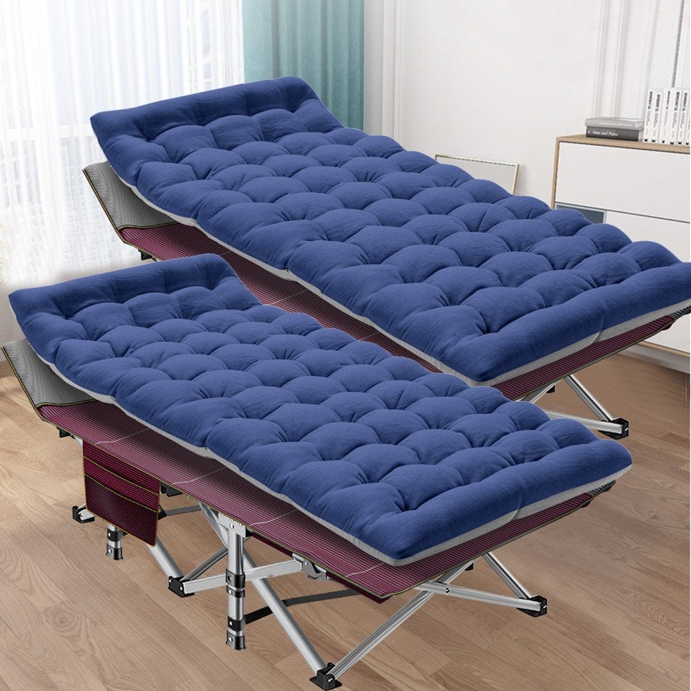 FICISOG Folding Camping Cots for Adults, 880Lbs Folding Bed with Mattress,Heavy Duty Cot for Camp Office Use,Red