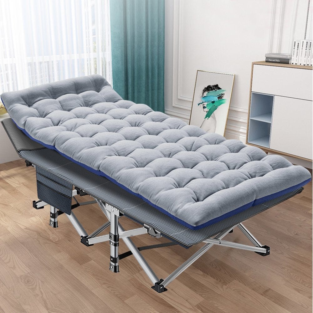 FICISOG Folding Camping Cots for Adults, 880Lbs Folding Bed with Mattress,Heavy Duty Cot for Camp Office Use,Red