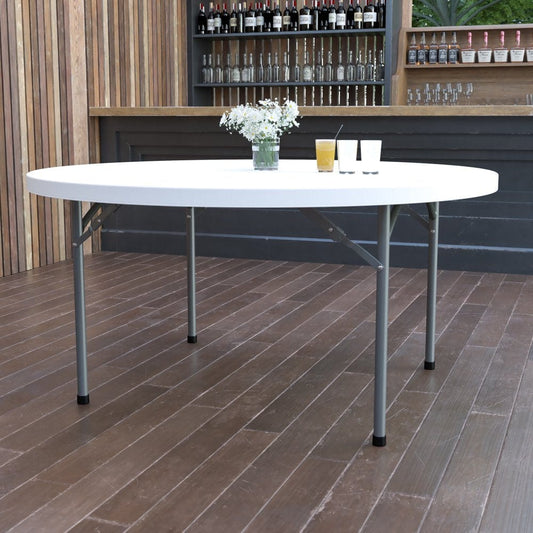 Flash Furniture 5-Foot round Granite White Plastic Folding Table