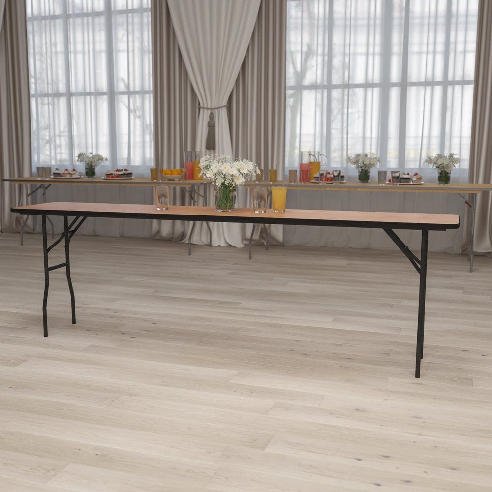 Flash Furniture 8-Foot Rectangular Wood Folding Training / Seminar Table with Smooth Clear Coated Finished Top