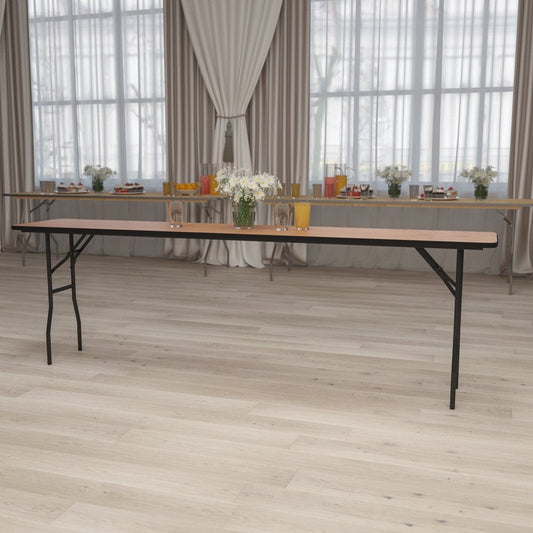 Flash Furniture 8-Foot Rectangular Wood Folding Training / Seminar Table with Smooth Clear Coated Finished Top