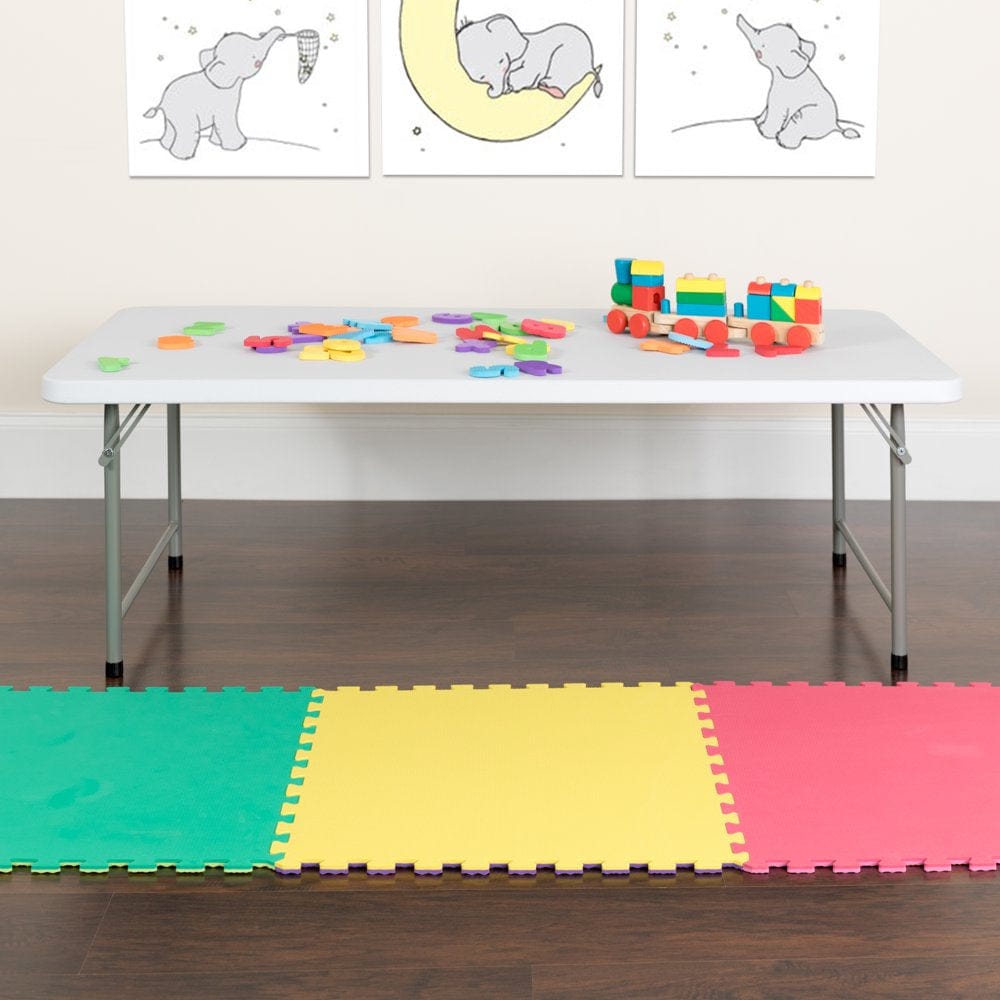 Flash Furniture Kid'S Granite White Plastic Folding Table