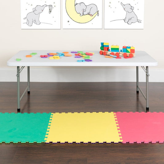 Flash Furniture Kid'S Granite White Plastic Folding Table