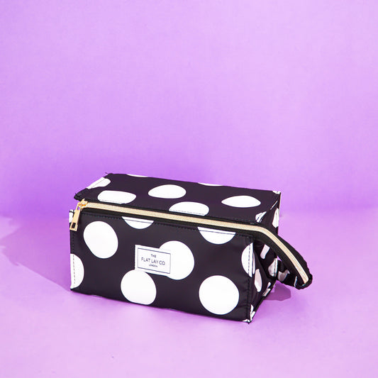 Double Spots Open Flat Makeup Box Bag and Tray