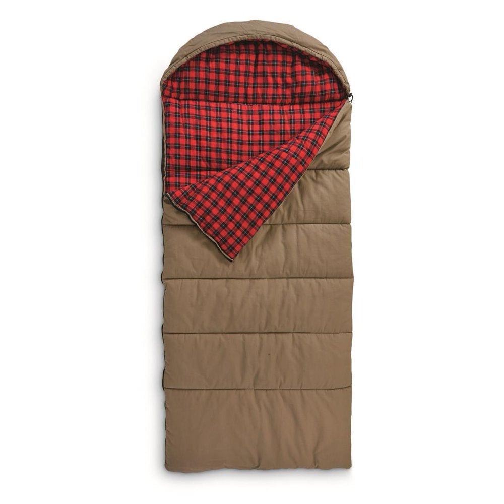 Guide Gear Canvas Hunter Sleeping Bag 0-Degree Fleece Lined Hooded for Adults Warm Winter Cold Weather Lightweight Portable for Camping, Backpacking, Hiking, Outdoors