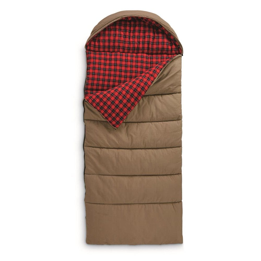 Guide Gear Canvas Hunter Sleeping Bag 0-Degree Fleece Lined Hooded for Adults Warm Winter Cold Weather Lightweight Portable for Camping, Backpacking, Hiking, Outdoors