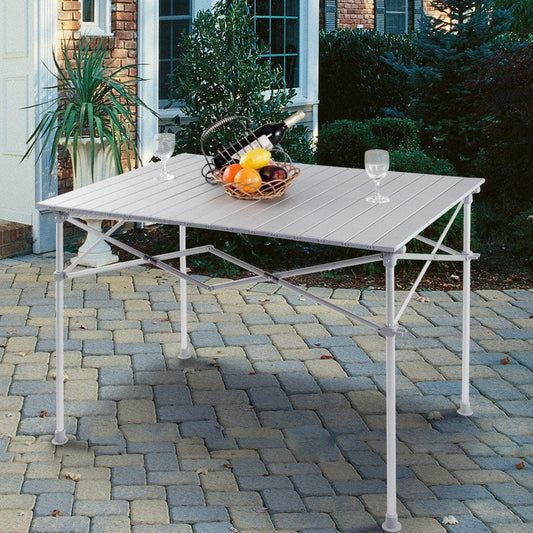Gymax Aluminum Folding Picnic Camping Table Lightweight Roll-Up In/Outdoor Storage Bag