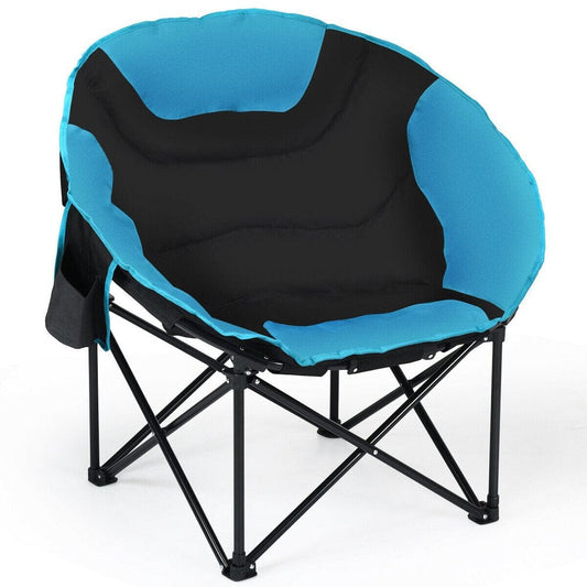 Gymax Moon Saucer Steel Camping Chair Folding Padded Seat W/ Carry Bag