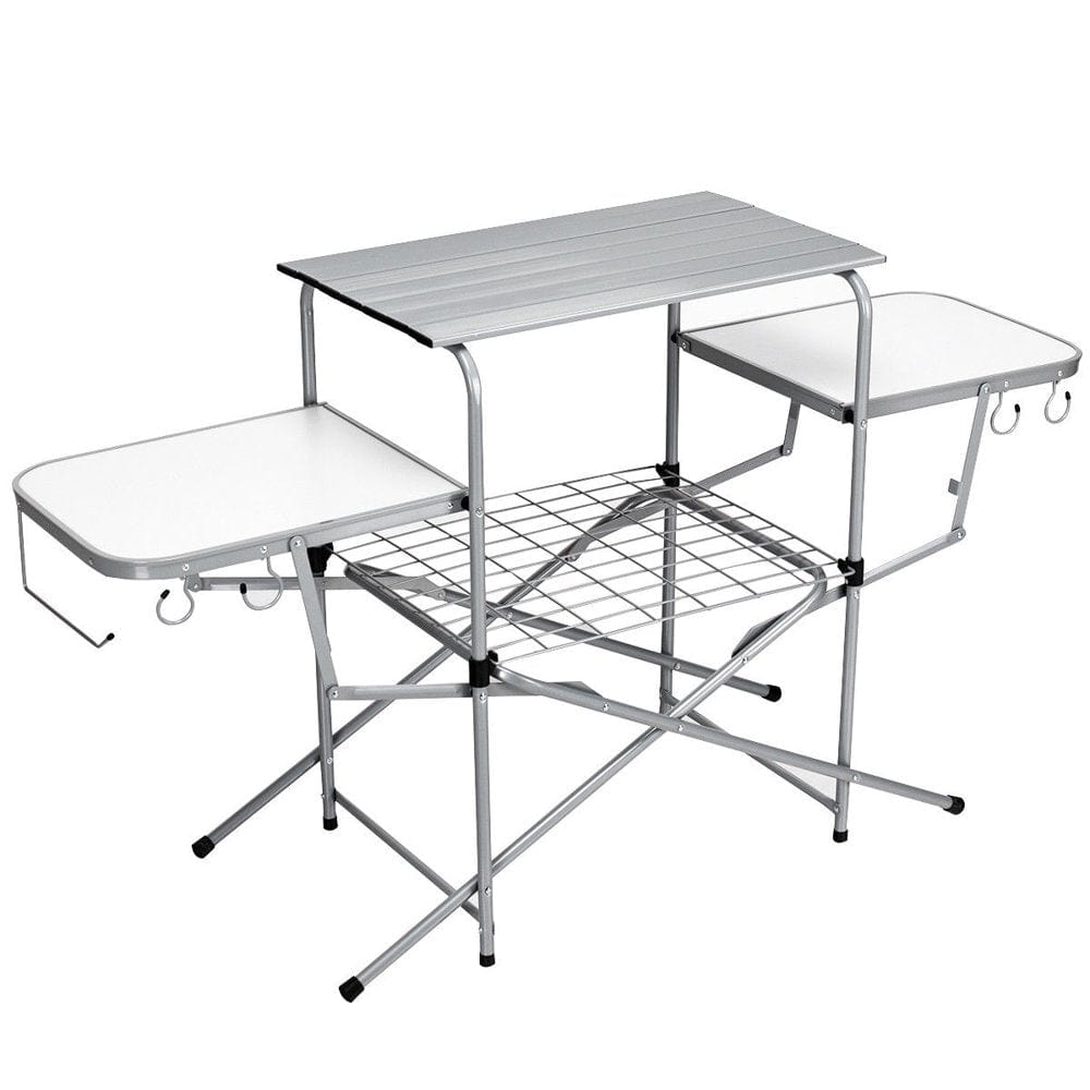 Gymax Portable Grilling Stand Folding BBQ Table Camping Table with Carrying Bag