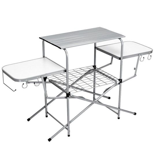 Gymax Portable Grilling Stand Folding BBQ Table Camping Table with Carrying Bag