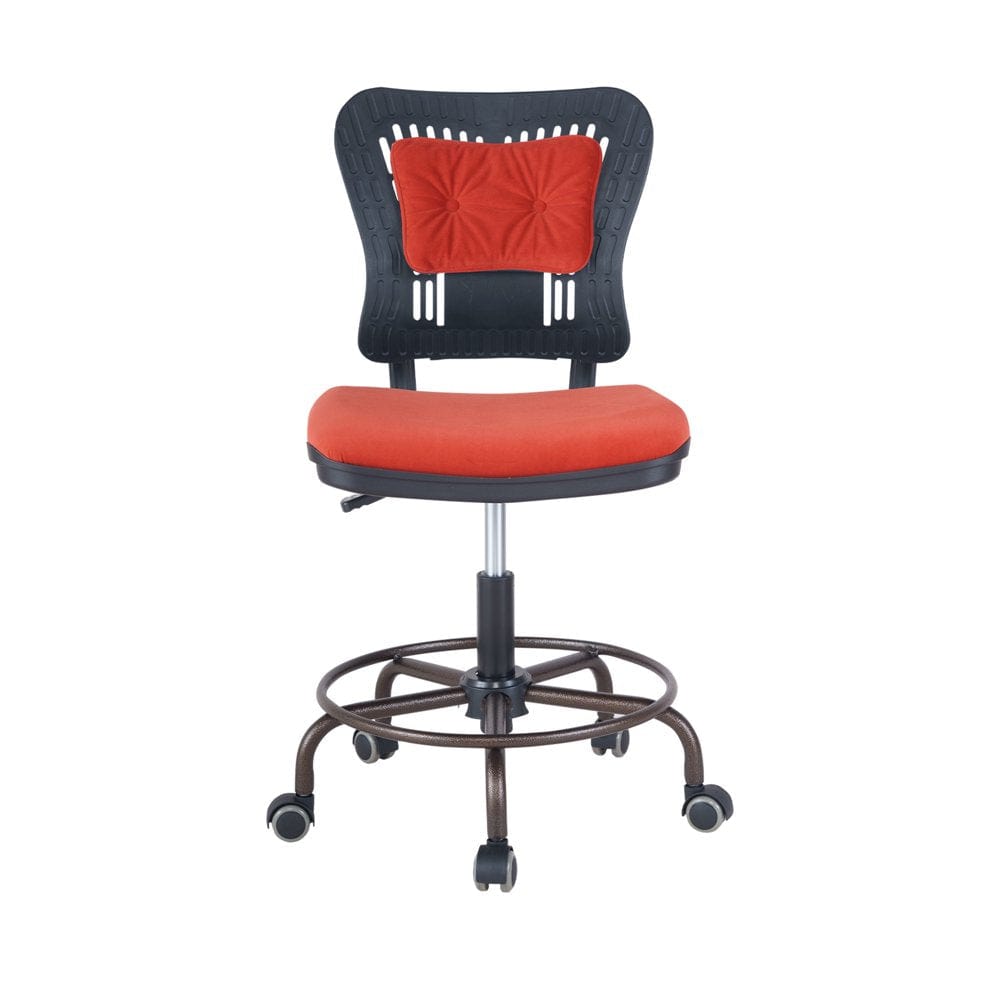 Home Office Desk Chair,Drafting Chair,Height Adjustable Rolling Chair, Armless Cute Modern Task Chair for Make up and Teens Homework,Red