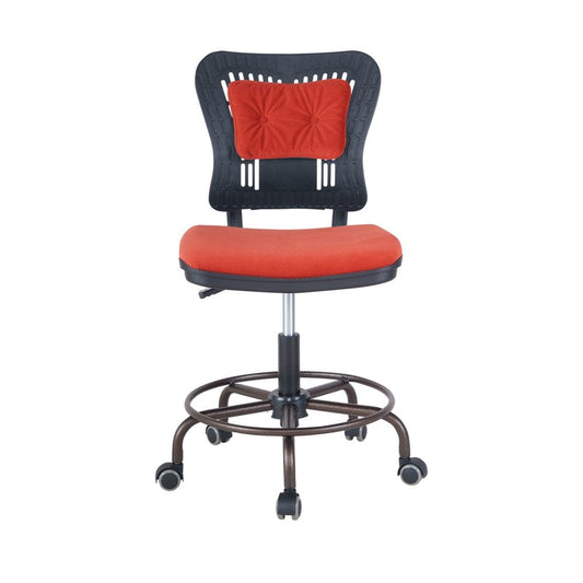 Home Office Desk Chair,Drafting Chair,Height Adjustable Rolling Chair, Armless Cute Modern Task Chair for Make up and Teens Homework,Red