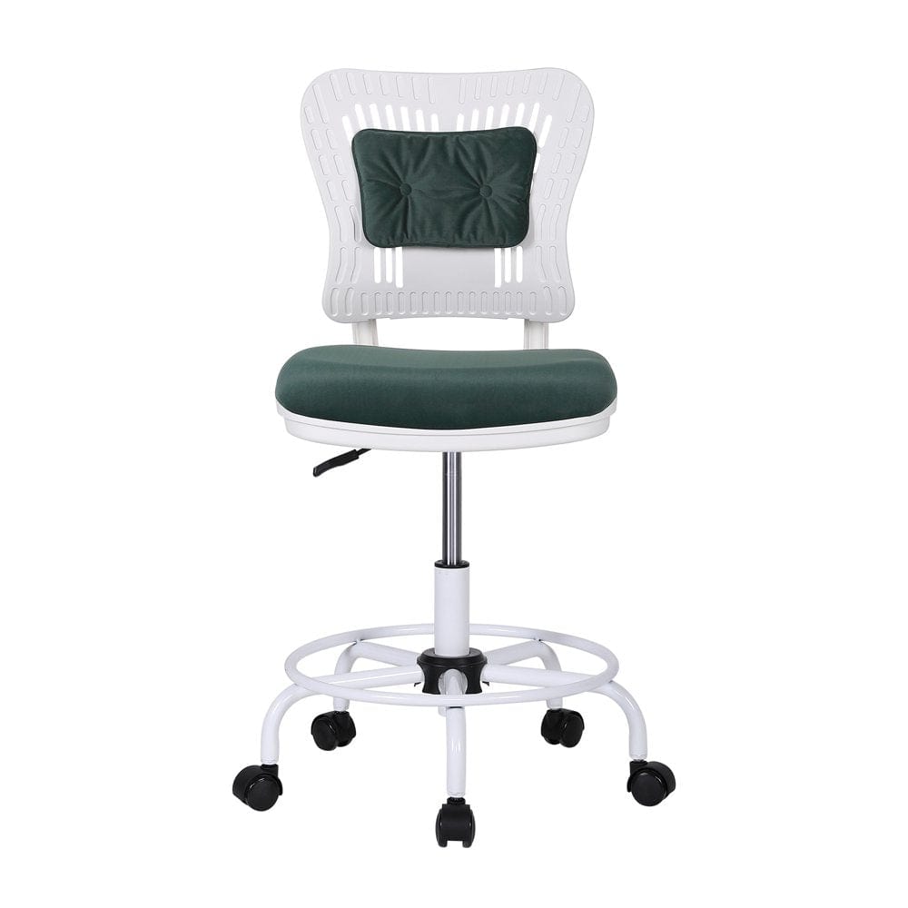 Home Office Desk Chair,Drafting Chair,Height Adjustable Rolling Chair, Armless Cute Modern Task Chair for Make up and Teens Homework,Red