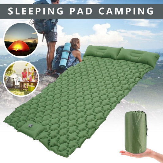 HOTBEST Double Sleeping Pad Inflatable Camping Pad for 2 Person with Foot Press Pillow Lightweight Backpacking Mat Hiking Travel Camping Waterproof Compact Tent Air Mattress