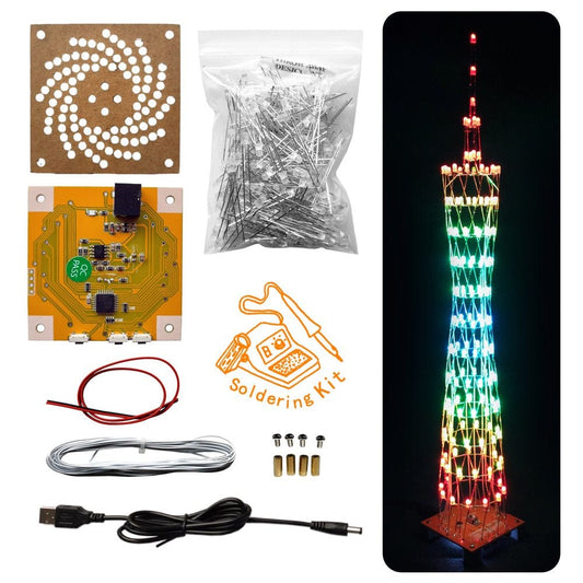 Icubesmart GZT12 Led Canton Tower Model DIY Electronic Kit Learning to Soldering Project Kit Best Gift for Children(Tower12-Kit)