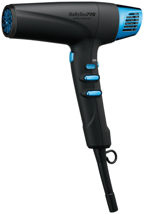 BabylissPro Nano Titanium High Speed Dual Ionic Hair Dryer - Black/Blue