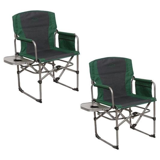 Kamp-Rite Compact Director'S Chair W/Side Table & Organizer, Green (2)