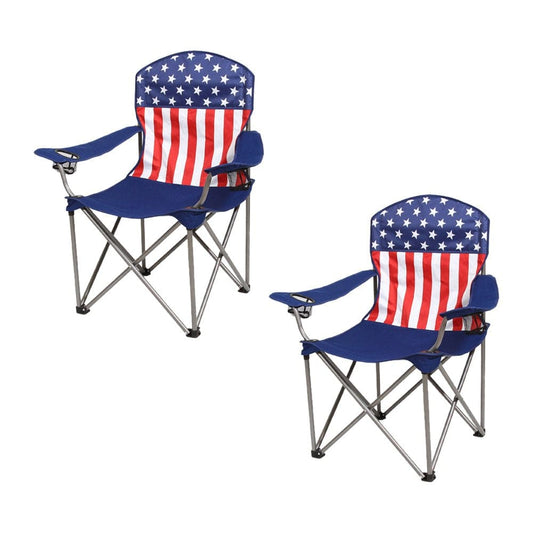 Kamp-Rite Folding Camping Beach Chair with Cupholders, USA Flag (2)