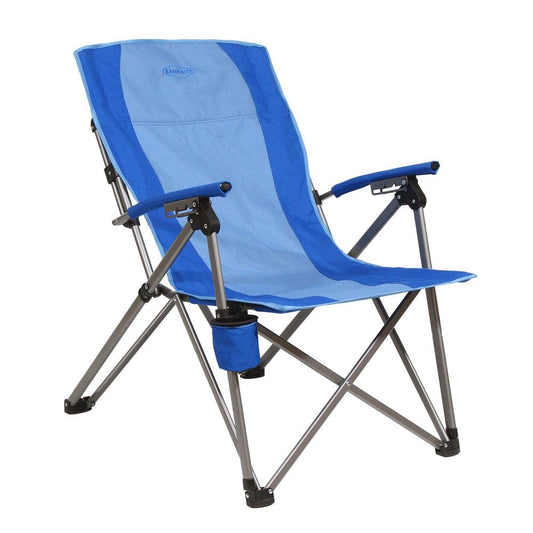 Kamp-Rite Folding Reclining Camping Chair W/ 3 Positions, Cupholder & Bag, 2 Tone Blue