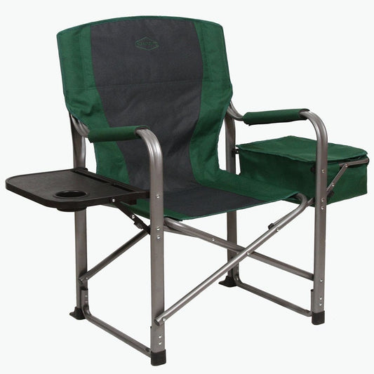 Kamp-Rite Portable Director'S Chair W/ Cooler, Side Table & Cup Holder, 350 LB Capacity, Green & Black