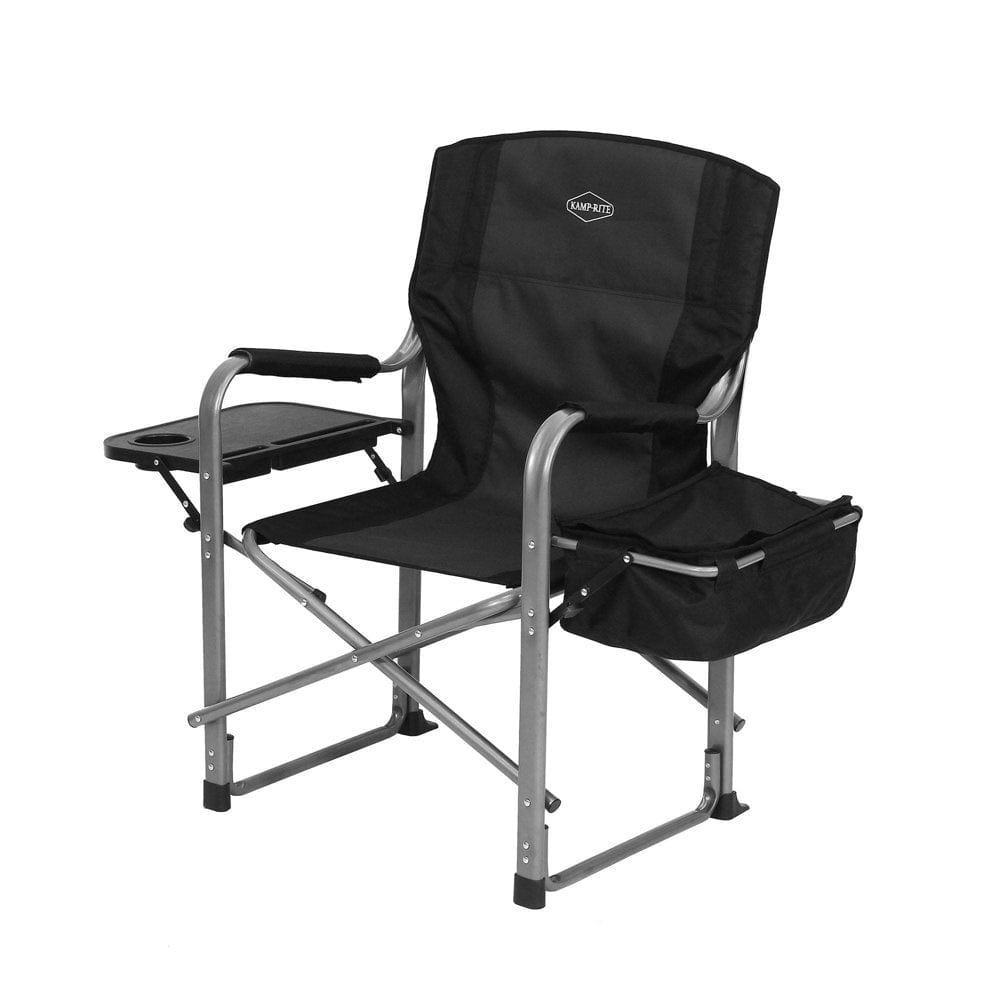 Kamp-Rite Portable Director'S Chair W/ Cooler, Side Table & Cup Holder, 350 LB Capacity, Green & Black