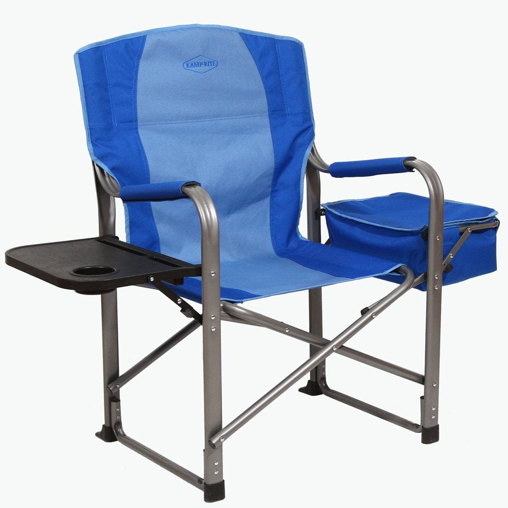 Kamp-Rite Portable Director'S Chair W/ Cooler, Side Table & Cup Holder, 350 LB Capacity, Green & Black