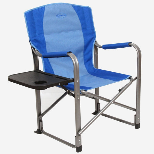 Kamp-Rite Portable Director'S Chair with Side Table & Cup Holder, 350 LB Capacity, Blue